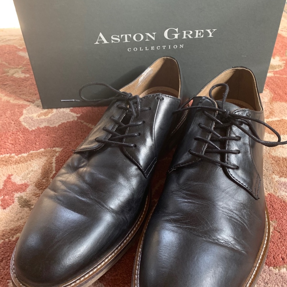 Aston Gray men’s black Oxford dress shoes - 8